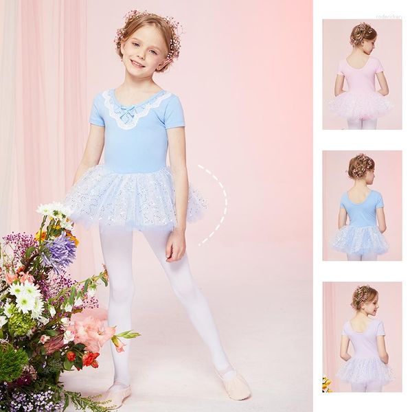 Bühnenkleidung 2023 Ballett Bodysuit Rock Tanzkostüme Kinder Leotard Tutu Funkelndes Kleid für Mädchen Ballerina Training Dancewear