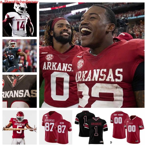 Arkansas Razorbacks Camiseta de fútbol 15 Jaheim Singletary 40 Landon Jackson 16 Isaiah Sategna 16 Jaylon Braxton 80 Shamar Easter 0 Green 9 Hasz 53 Ty'Kieast Crawford