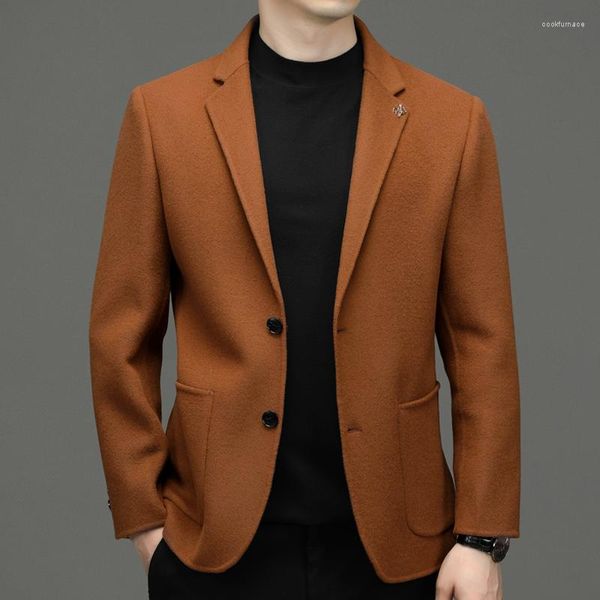 Ternos masculinos 2023 high-end negócios dupla face lã juventude estilo britânico casual tweed terno colarinho versão coreana do oeste blazer