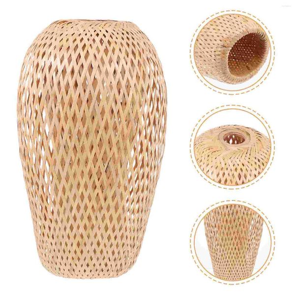 Lâmpadas pendentes lâmpada sombra luz lustre capa de vime rattan abajur tecido tecer galpão tetorustic shell candelabros tecelagem mão