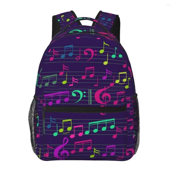 Mochila Abstrata Notas Musicais e Clef Mulheres Homens Grande Capacidade Saco de Viagem Ao Ar Livre Casual