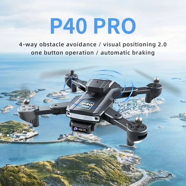 Drone P40 PRO: posizionamento visivo 2.0+, evitamento degli ostacoli in 4 direzioni, frenata automatica, doppia lente, lente elettrica regolabile, motore 8620 ad alte prestazioni