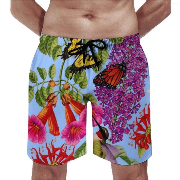 Shorts masculinos abelhas ginásio borboleta pássaro flor pinrt casual board calças curtas homens esportes fitness secagem rápida troncos de natação gráficos