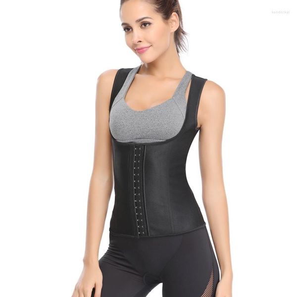 Kadın şekillendiricileri kadın vücut şekillendirici korse yelek kauçuk kadın bel antrenör 3 kat lateks kanatlar shapewear siyah 9 çelik kemikler