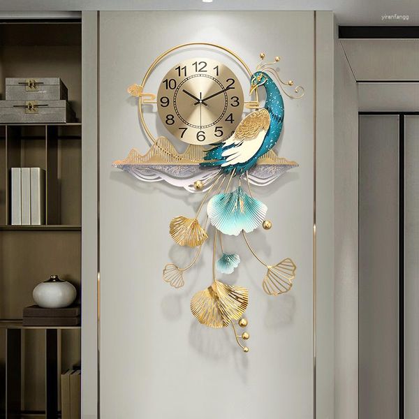 Orologi da parete Pavone Soggiorno Design moderno di lusso Orologio digitale silenzioso di grandi dimensioni Ristorante Reloj Pared Arredamento camera da letto