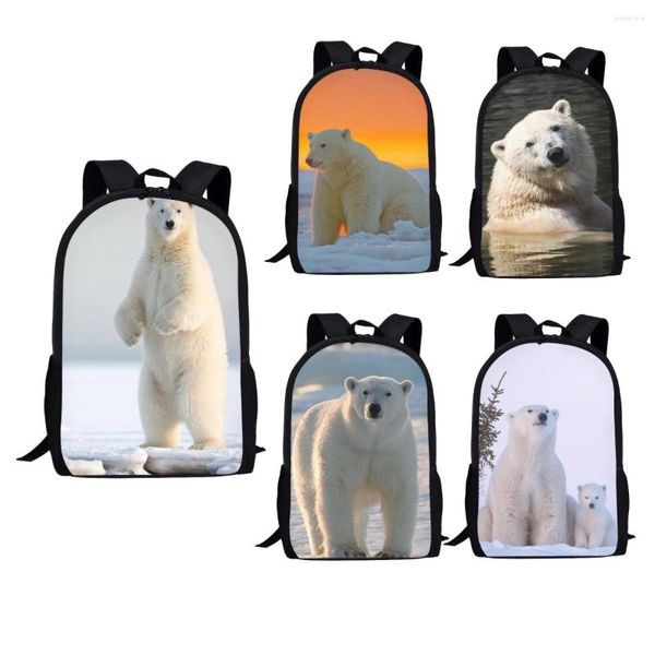 Школьные сумки BELIDOME для детей, рюкзак с рисунком белого медведя, детская книга с героями мультфильмов, ортопедическая школьная сумка для девочек и мальчиков