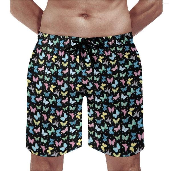 Pantalones Cortos para Hombre Tablero De Mariposas Azules Verano Estampado De Mariposas Arte Floral Pantalones Cortos Retro Deportes Surf Diseño De Secado Rápido Bañadores