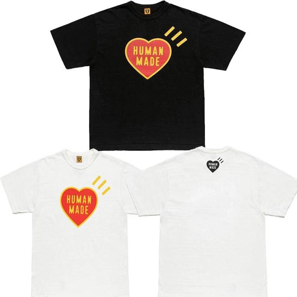 Red Love Heart Impreso HUMAN MADE Camisetas para hombre 100% algodón Tela cómoda Camiseta de manga corta para hombres Mujeres S-2XL Japan Tide Brand Tee