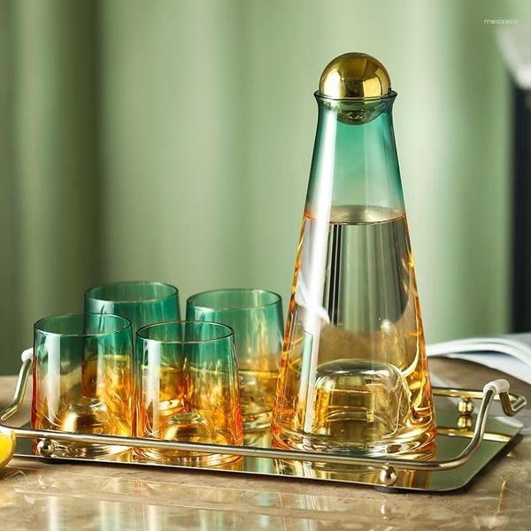 Weingläser Licht Luxus Farbverlauf Glas Wasserflasche Saftkrug Tasse Wasserkocher Teetassen Home Krug Trinkgeschirr Whisky Lot