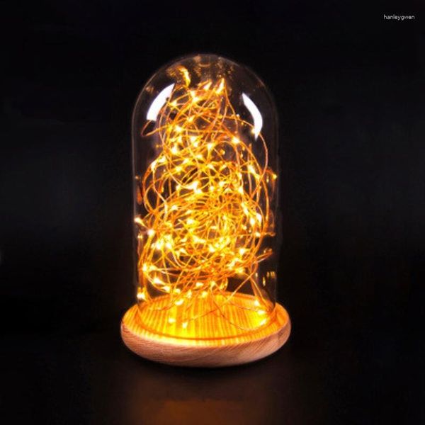 Lampade da tavolo Novità Base in legno Luci notturne Lampada da comodino da scrivania per la decorazione domestica Regali di Natale con luce stellata a LED