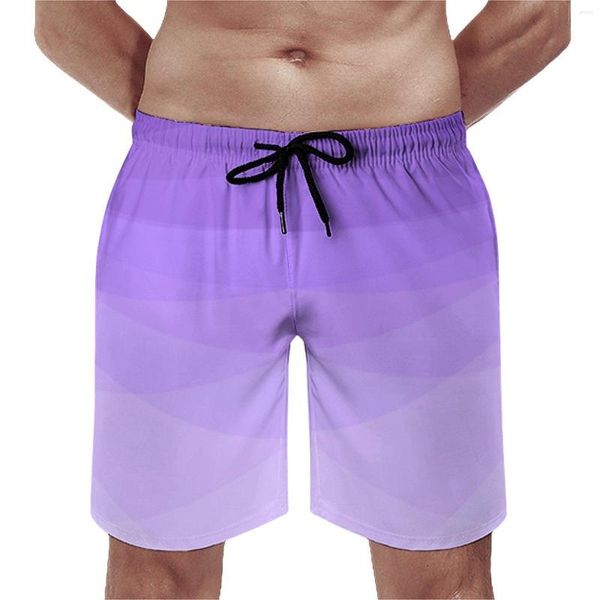 Herren Shorts Polygonal Board Farbverlauf Lila Vintage Strandmann Grafik Surfen Schnell trocknende Badehose Geschenkidee