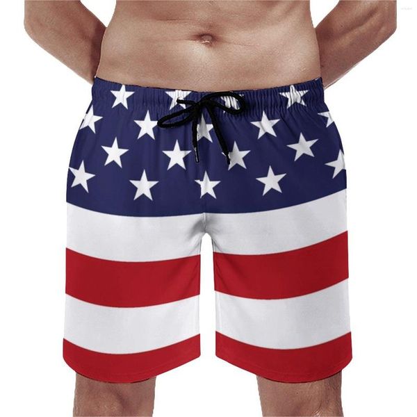 Shorts masculinos EUA bandeira impressão placa verão americano estrelas listras esportes fitness praia calças curtas secagem rápida engraçado plus size calções de banho