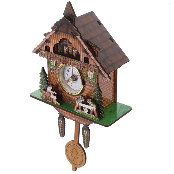 Orologi da parete Orologio a pendolo in legno appeso arredamento artigianale retrò soggiorno domestico uccello interno