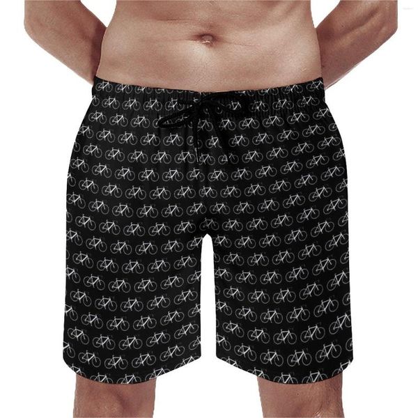 Herren-Shorts, Board, Vintage-Fahrräder, Badehose, weiße Fahrräder, bedruckt, schnell trocknend, Sportbekleidung, Übergröße, Strand