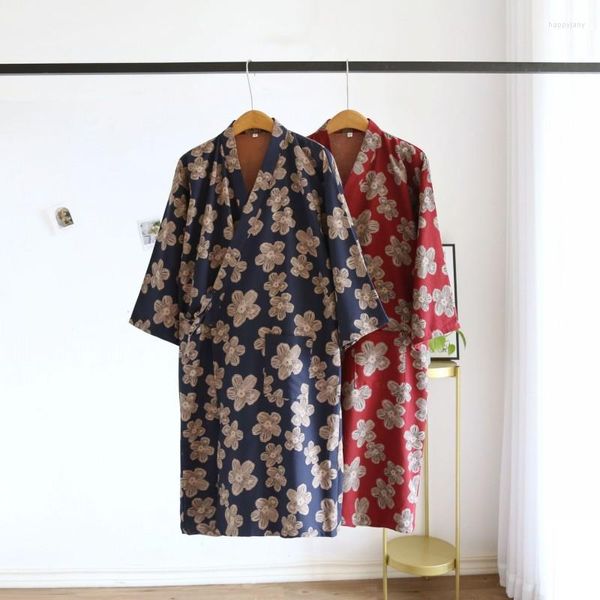 Mulheres Sleepwear 2023 Primavera Outono Kimono Robes Mulheres Homens Floral Roupões Algodão Japonês Feminino Casual Nightgowns Top Quality Home