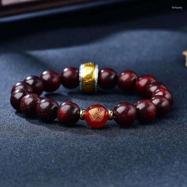 Braccialetti con ciondoli Bracciale con perline Buddha in palissandro fatto a mano Benedizione Amuleto di sicurezza Bracciale zodiacale per donne Uomini Regalo Goccia fortunata