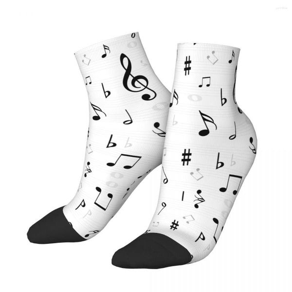 Herrensocken aus Polyester mit niedrigem Schlauch, Musiknoten auf Chef, atmungsaktiv, lässig, kurze Socke