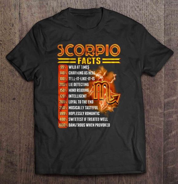 Camisetas masculinas Camisa masculina Scorpio Facts Camiseta feminina