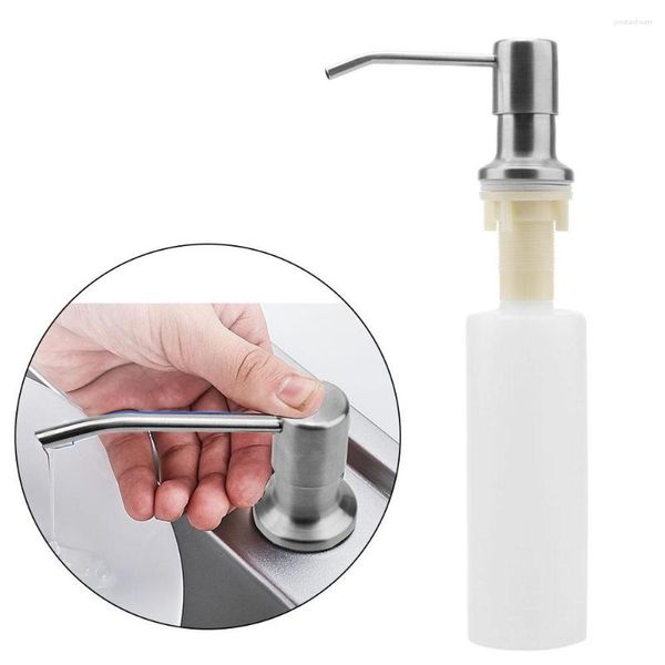 Dispenser di sapone liquido Lavello da cucina Montaggio su piano Testa in acciaio inossidabile Bottiglia di lozione da 300 ml Accessori per il bagno