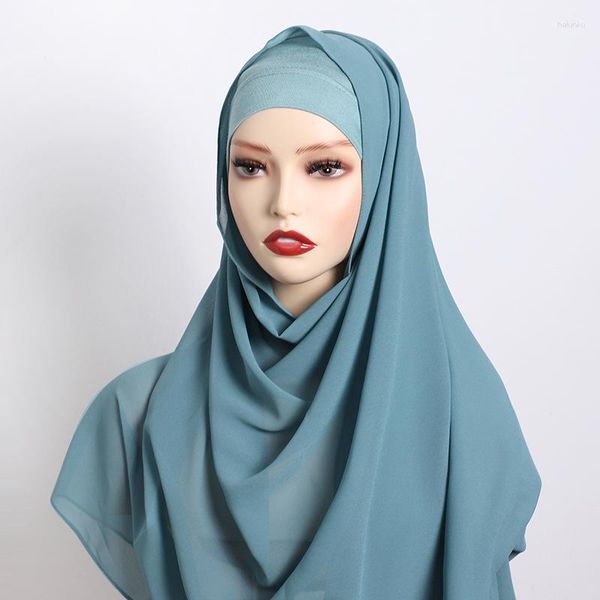 Roupas étnicas Ramadan Chiffon Hijab com Undercaps Bonnet sob Hijabs para Mulher Turbante Jersey Cap Moda Muçulmana Chapéu de Verão Islam