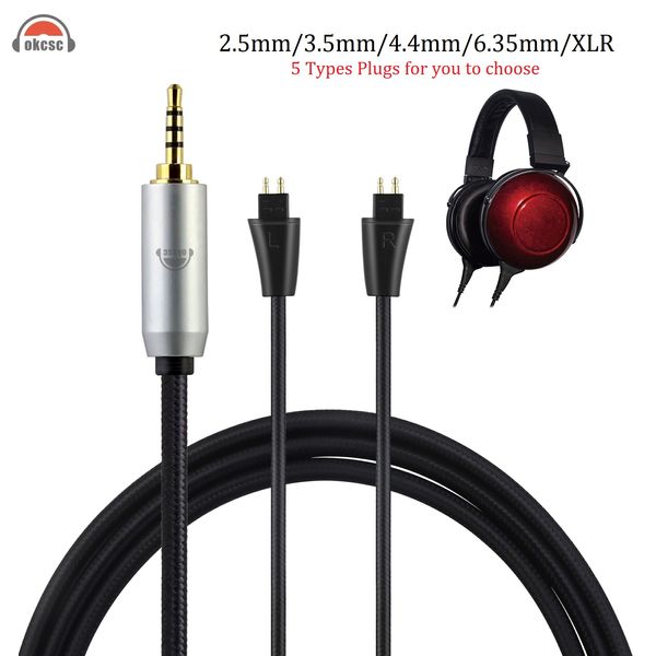 OKCSC 2.5mm/3.5mm/4.4mm/6.35mm/XLR Spina 2m PVC Nylon Treccia Cavo Per FOSTEX TH900 TH600 TH909 MKII MK2 TH-909 TH-600 Cuffie