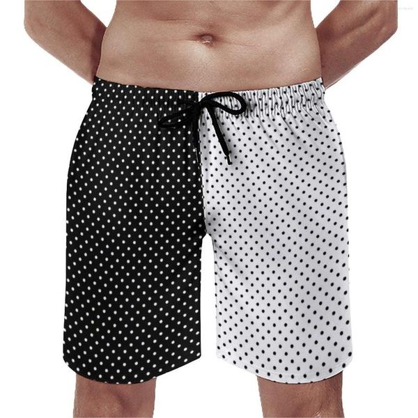 Pantaloncini da uomo a pois nero bianco bordo bicolore vintage carino Hawaii Beach Design abbigliamento sportivo costume da bagno ad asciugatura rapida regalo