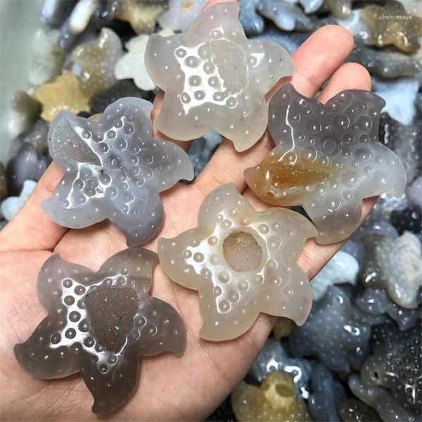 Sacchetti per gioielli Commercio all'ingrosso Pietra naturale Agata Grotta di cristallo Intaglio Stella marina Stella a cinque punte Artigianato spot da 2 pollici.