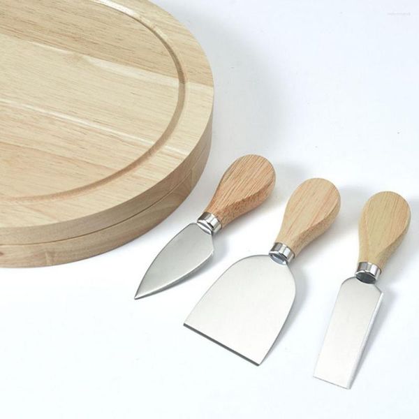 Conjuntos de louça de aço inoxidável ferramentas de queijo premium conjunto elegante punho de madeira durável cortador garfo para casa