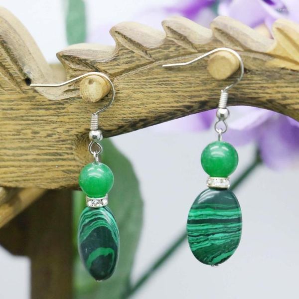 Orecchini pendenti Perline di malachite verde classico di alta qualità come regali per donne, ragazze, accessori da donna, creazione di gioielli, Earbob Eardrop