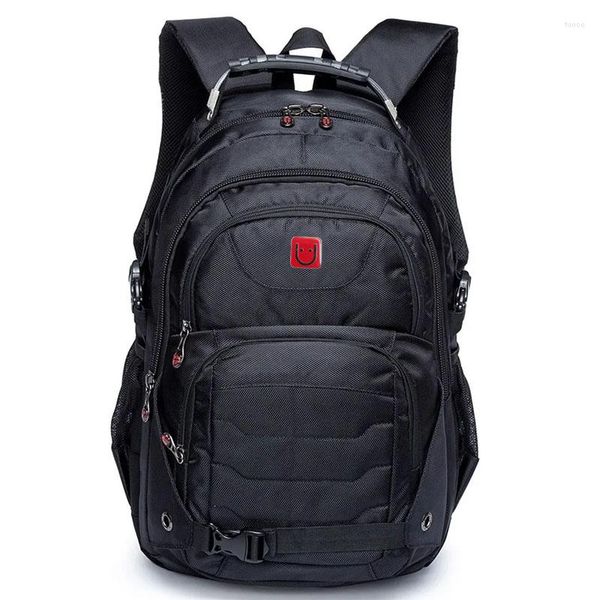 Mochila impermeável preto náilon homens mochilas para portátil sacos de escola grande capacidade viagem mochila masculino caminhadas mochila 4 camada