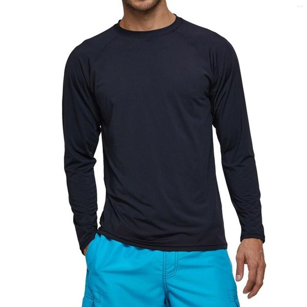 Roupa interior térmica masculina grande alto verão moda tendência cor sólida manga comprida terno de surf natação sol sob esfoliante