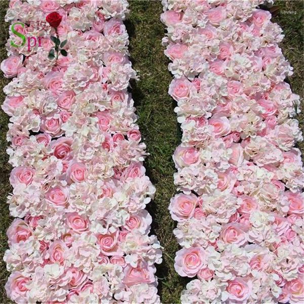 Fiori decorativi SPR -Rosa chiaro-10 pz/lotto Seta artificiale Fiore di rosa Parete Occasione di matrimonio Sfondo Decorazione prato/pilastro