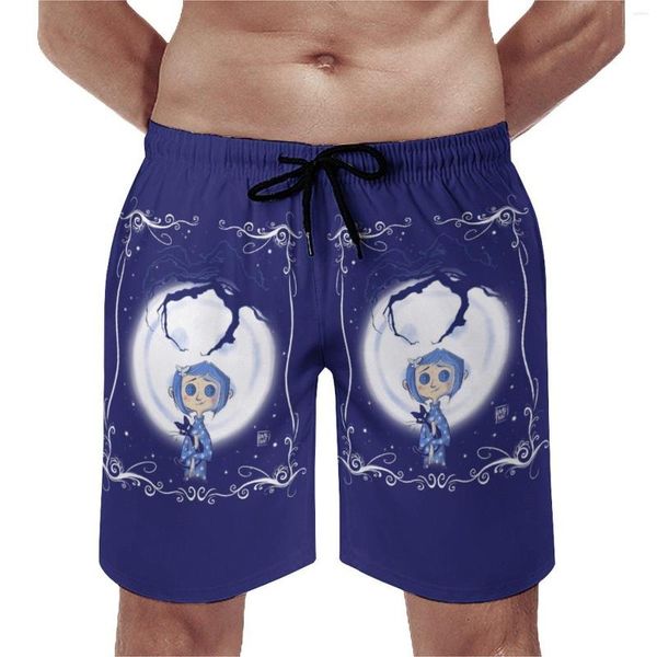 Herren-Shorts Coraline Be Careful What You Wish Board Sommer Halloween Haunted Eyes Cartoon Casual Beach Short Pants Design Badehose