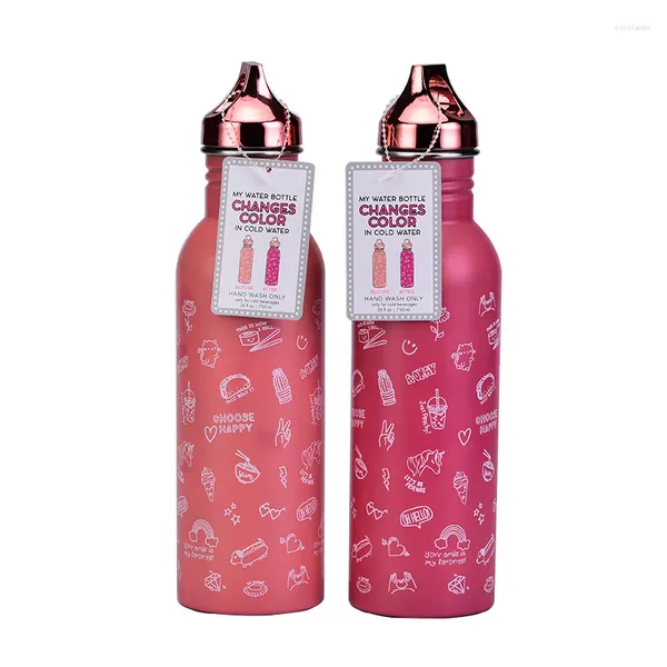 Bottiglie d'acqua 2023 Bottiglia sportiva in acciaio inossidabile Tazza sensibile alla temperatura che cambia colore Tazza termica magica fredda