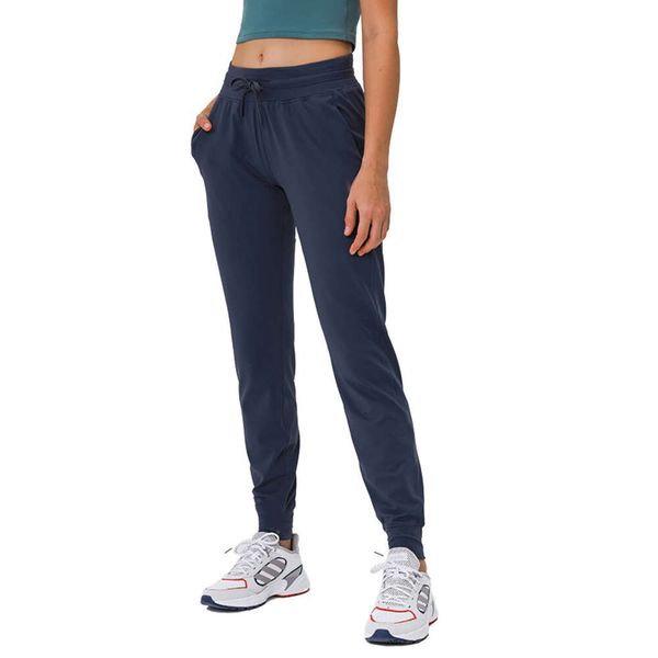 L-069 Spandex Yoga Jogger Pants Hot Push Up Sports Mulheres Calças de Fitness com Bolso Femme Legins de Cintura Alta Joga Dropshipping Treino Nu