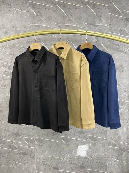 2023 neueste Marken-Herrenhemdjacke aus hochwertigem, feinem Wildledermaterial, einreihige Jacke, Frühlings- und Herbstmode, luxuriöse Top-Designerjacke