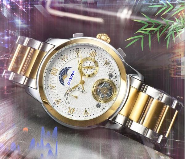 Crime Premium Mens Relógio Funcional Completo bateria de quartzo super lumious Relógio de Tempo Relógio de Safira Vidro Sol Esqueleto Dial Volante Designer Relógios de Negócios Presentes