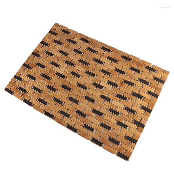 Sandalye kapakları bambu banyo mat silikon anti -kayma pedleri yuvarlanıyor ahşap paspaslar boho dekor duş spa