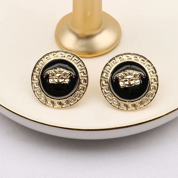 Hot selling 18K gilded 925 silver luxury brand designer letter stud geometry famous female circular crystal diamond pearl earrings wedding party perfect gift AAA