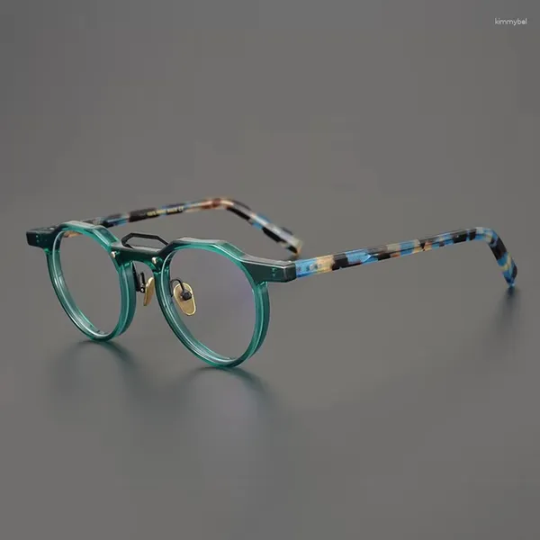 Sonnenbrillenrahmen Designer Hand Craft Cyan Schildkröte Brillengestell Männer Schattierungen Unregelmäßige Art Vintage Acetat Myopie Brillen Rezept