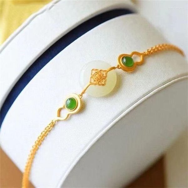 Charm Armbänder Natürliche Hetian Jade Alten Stil Jaspis Armband Super Fee Chinesischen Weißen Kürbis Fu Lu Gesundheit Ornament