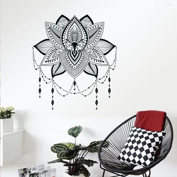 Adesivos de Parede Criativo Mandala Flor de Lótus Sala de estar Quarto Decoração Adolescente Decalques Poster Papel de Parede