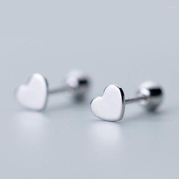 Brincos de garanhão Real 925 Sterling Silver Petite Heart Heart-Back Feminino Pequeno Rije Fine Jóias Presente Droga de Atacado