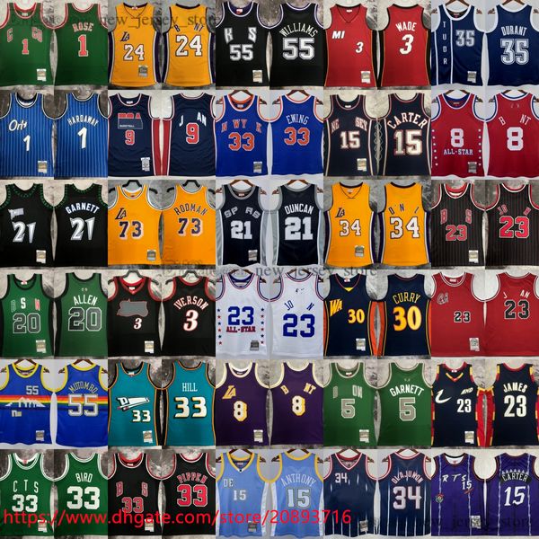 Allen Iverson Stampato il classico basket Vince Carter Jersey Retro Tracy McGrady Larry Derrick Bird Rose Paul Pierce Scottie Pippen Dennis Rodman Maglie