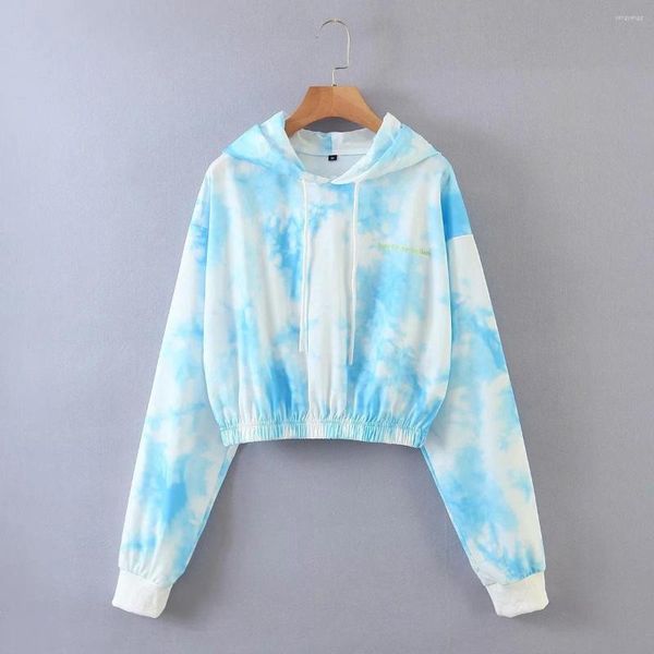 Hoodies femininos 2023 primavera e outono estilo personalizado jaqueta de proteção solar tie-dye casual solto grande hoodie