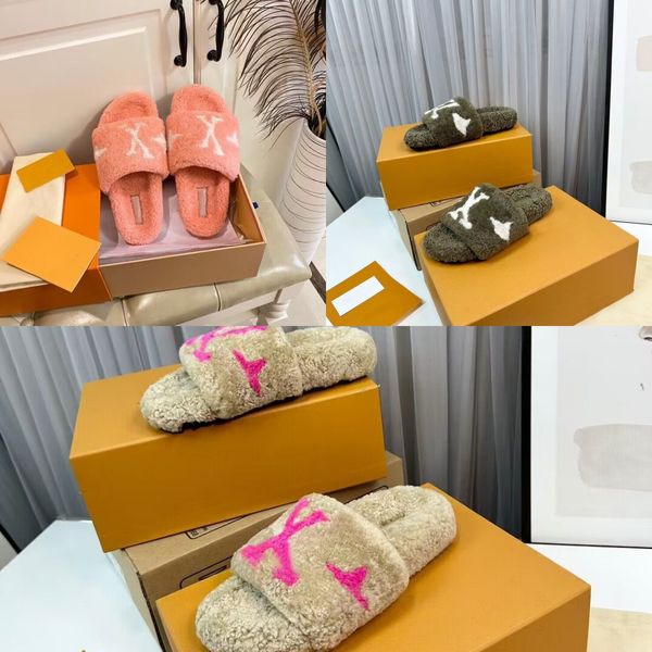 Louies Vuttion Sandal Paseo Flat Comfort Mule Luxury Designer Women Sandals Outdoor Slides Шерстяные резиновые тапочки Дизайнеры Seniorvshop Fuz Luis Viton Lvse обувь A19U