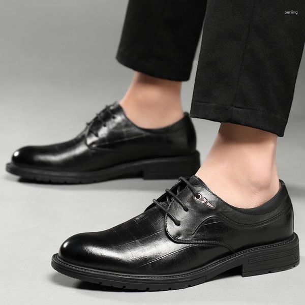 Sapatos de vestido Marca Homens de Alta Qualidade Casual Estilo Britânico Couro Genuíno Business Soft Bottom Office Shoe Confortável