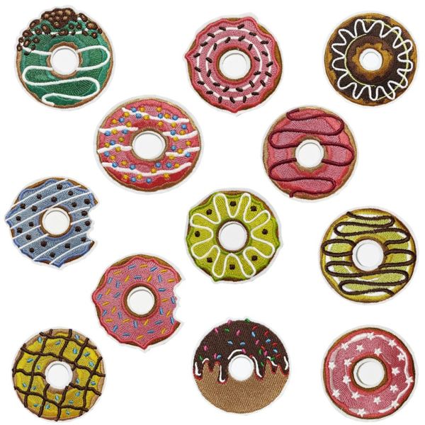 Notions Cartoon Sweet Food Aufnäher zum Aufbügeln, Donut, besticktes Abzeichen, DIY-Nähapplikation, Reparaturflicken für Jacken, Jeans, Rucksäcke, Kleidung