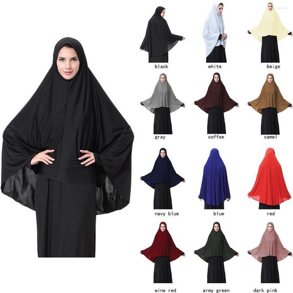 Roupas étnicas Mulheres Muçulmanas Cor Pura Longo Hijabs Árabe Senhora Cachecol Interno Alta Strecth Turban Headcover Oração Garment Headband