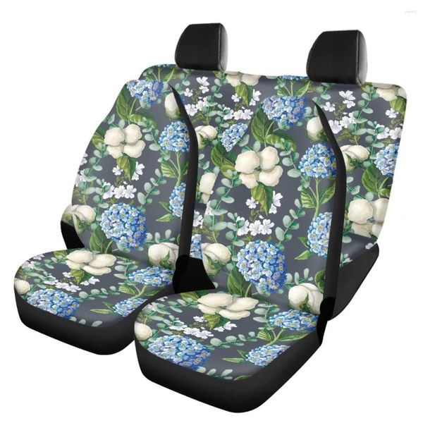 Capas de assento de carro bonito design de hortênsia acessórios de automóveis conjuntos de capa para mulheres antiderrapantes geral dianteiro e traseiro